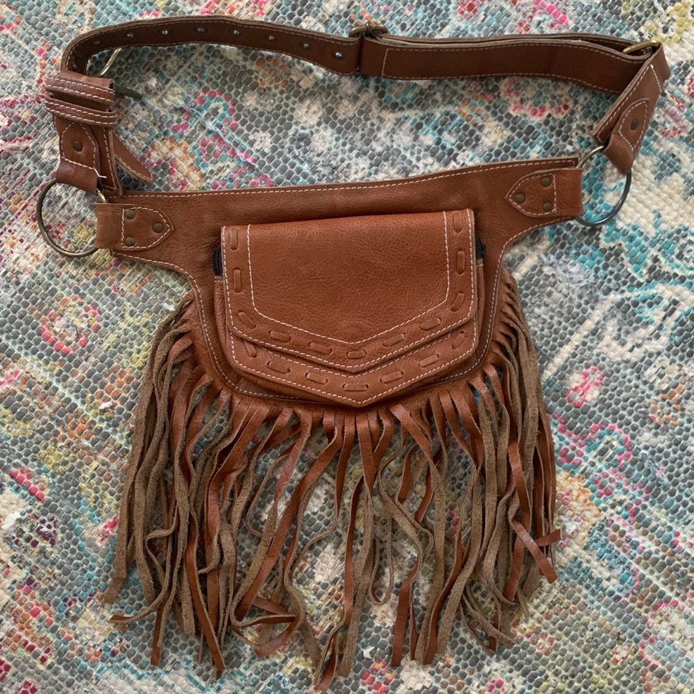 Leather fringe Fanny pack